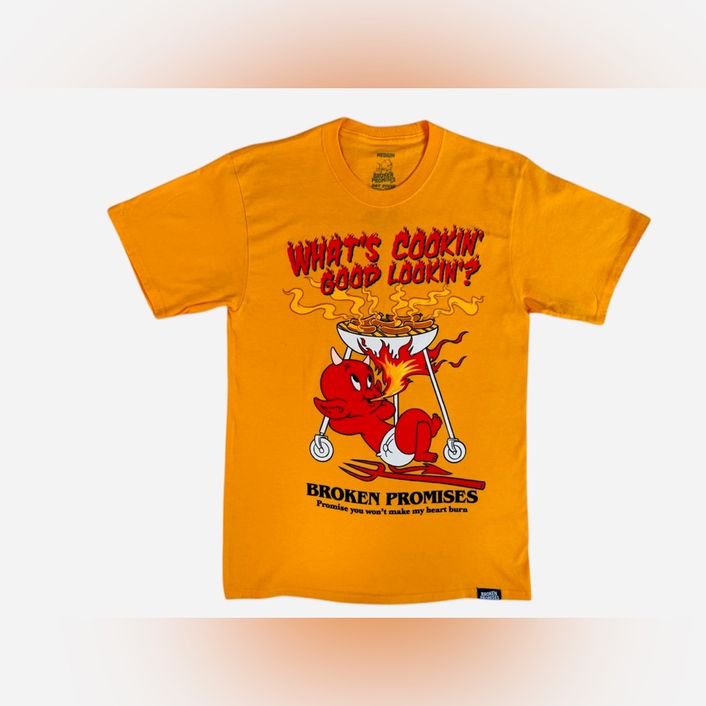 Broken Promises x Hot Stuff Men's Orange Graphic Demon Tee